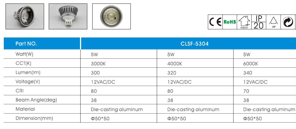 5w mr16 smd led spot lamp